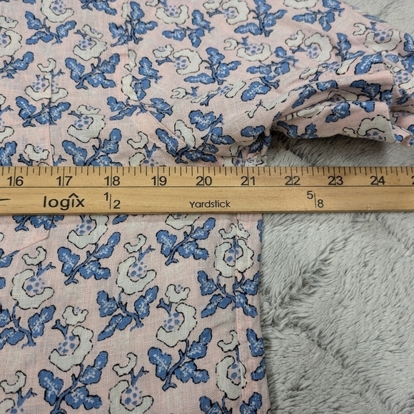 Untuckit Shirt Men's M Pink Blue Floral Linen Paisley Varosa Short Sleeve Button - Picture 4 of 7